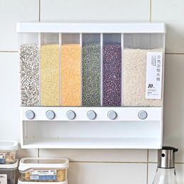 Storage Bottles 6-Grid Cereal Dispenser Airtight Rice Grain Container Moisture-Proof Tank For Food Beans Dried Fruits