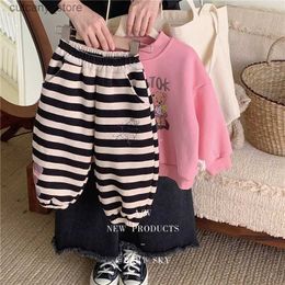 Trousers Girls Pants Long Trousers Cotton 2024 Stripe Spring Autumn Teenagers Babys Kids Pants OutdoorTeenagers Childrens Clothing L46