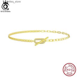 Anklets ORSA JEWELS Side Chain Perclip Chain Anklet 925 Silver Womens Summer Sexy Foot Fashion Ankle Strs Jewelry SA62 L46