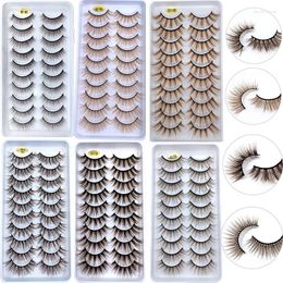 False Eyelashes OKAYLASH Blond 10 Pairs/Case Light Dark Brown Fake Coloured Eye Lashes 3D Fluffy Cils