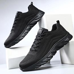 Casual Shoes Fashion Men Sport Mesh Mountaineering Lace Up Solid Color Running Breathable Soft Bottom Sneakers