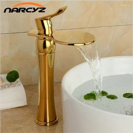 Bathroom Sink Faucets Basin Faucet Gold Plating And Cold Art Contemporary Brass Mixer Tap Waterfall G104