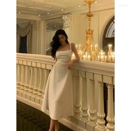 Casual Dresses French White Camisole Dress Women's Collection Waist Skirt High-end Sense Certification Long Small Stature