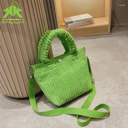 Shoulder Bags Solid Colour Stripe Simplicity Women Crossbody Autumn High Capacity Messenger Bag Corduroy Female Travel Handbags