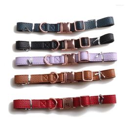 Dog Collars Accessories Soft PU Leather Rose Gold Metallic For Collar Macaron Colour Pet Supplies Puppy Cat Necklace Products