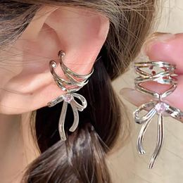 Backs Earrings Hollow Butterfly Clip Women Non Piercing Ear Clips Girls Sparkling Cross Ribbon Ear-cuff Earlobe Decorative Jewelry