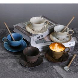 Mugs Kiln Transmutation Ceramic Coffee Set Spoon Household Vintage Concentrated Steam Pitcher Master Cup Handmade Ear-Hanging Mug