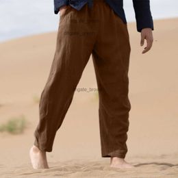 Mens Linen Pants Men Summer Casual Pants Wide Leg Trousers 2019 Drawstring Cotton Linen Long Trousers pantalones hombre