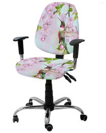 Chair Covers Flower Cherry Blossom Hummingbird Elastic Armchair Computer Cover Removable Office Slipcover Split Seat