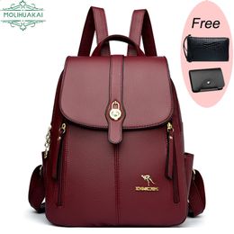 Genuine Brand Women Leather Backpack High Quality Female Back Pack for Girls School Bags Travel Bagpack Ladies Bookbag Rucksack 240329