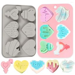 Baking Moulds 6 Cavities Love Heart Silicone Moulds Non-Stick Chocolate Candy Dessert Mould For Valentine's Day Decoration Accessories