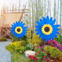 Garden Decorations Rotating Sunflower Windmill Colorful Stake Wind Turbine Outdoor Party Yard Decor