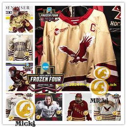 Doug Brown David Emma 2024 Frozen Four Boston College Jersey Craig Janney Brian Leetch Cam Atkinson Johnny Gaudreau costurou as camisas de hóquei do Boston College Eagles