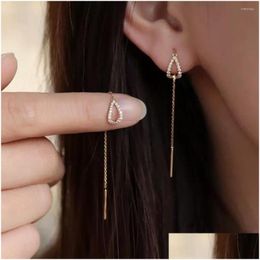 Hoop & Huggie Earrings Drop Ear Line Long Hanging For Women Rose Gold Color Zircon Crystal Piercing Threader Earing Accessories Jewel Dhymk