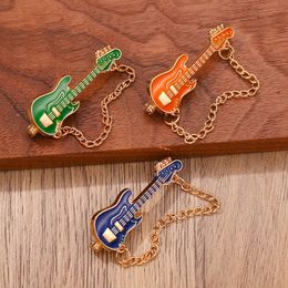 Chain Enamel Pins Custom Guitar Brooches Musical Instrument Lapel Badges Cartoon Jewelry Gift for Kids Friends
