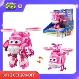 Action Toy Figures Super Wings 5 Inches Transforming Supercharged Dizzy Mini Magnetic Transforming Super Pet Action Figures Deformation Kids Toys L240402