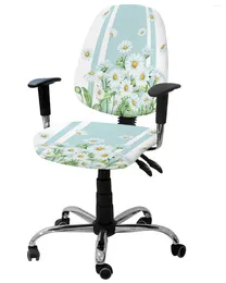 Chair Covers Summer Flowers Daisies Watercolor Blue Elastic Armchair Computer Cover Removable Office Slipcover Split Seat