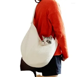 Cat Carriers Simple Fashion Go Out Portable One-shoulder Canvas Bag For Cats And Dogs Backpack Diagonal Package Teddy Pet Supplies