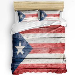Bedding Sets 3pcs Set Puerto Rico Flag Wood Home Textile Duvet Cover Pillow Case Boy Kid Teen Girl Covers