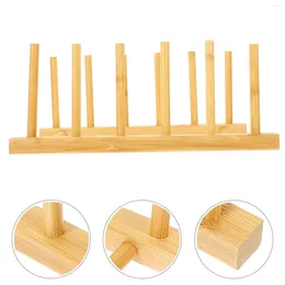Kitchen Storage Plate Rack Multi-use Bamboo Cutlery Drainer Bowl Holder Clothes Drying Dish Draining Frame