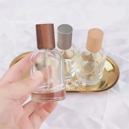 Storage Bottles 30ml50ml100ml Bayonet 15mm Wooden Cap Perfume Bottle Portable Dispensing Cosmetic Spray