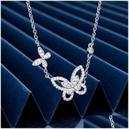 Chokers Top -Qualität 925 Sterling Sier Seiko Phantom Schmetterling Halskette FL Diamant Hohl