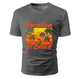 2023 Men's Summer Solid Hawaiian Beach Short Sleeved T-shirt