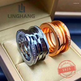 Cluster Rings 1:1 Custom -selling Brand Diamond Inlaid Ring 925 Silver Luxury Classic Women's Jewellery Valentine's Day Gift