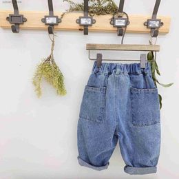 Trousers Girls autumn models 2021 new childrens denim trousers boys pants har pants L46