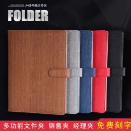 Folder Multifunction A4 imitation fabric leather magnetic button looseleaf folder contract clip business office data manager clip