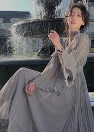 Casual Dresses Summer V Neck White Prom Dress Fashion French Style Long Sleeve For Women 2024 Elegant Chic Midi Vintage