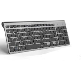 CPUs Wireless Keyboard,2.4g Slim and Compact,with Numeric Keys,spanish Layout,suitable for I/, Book, Laptop(black and Grey)