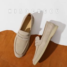 Casual Shoes Soft Suede Loafers Frosted Handmade Leather Slip-on For Men