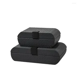 Baking Moulds Modern Minimalist Woven Brown Storage Box Home Living Room Leather Jewelry Model El Table Decorative Ornaments