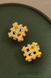 Backs Earrings Square Shaped Braided Ear Clips Fashion Jewellery 2024 Trend Simply Gold Colour Stud For Women Giftsn INS