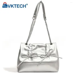 Totes Bow Tie Shoulder Bag With Chain Strap PU Leather Ladies Handbag Hasp Closure Satchel Purse Underarm For Women And Girls