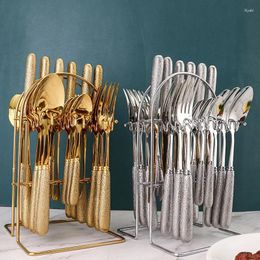 Dinnerware Sets Stainless Steel Cutlery Titanium Gold Process Tableware Simple Home Kitchen Dining Bar Light Luxury High-end