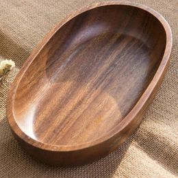 Plates Japanese-Style Dried Fruit Dish Oval Wood Tableware Serving Tray Cake Desserts Snack Dishes Household Dinner Plate Salad Fr