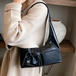 Shoulder Bags 2024 Ladies PU Leather Underarm Stylish Tote Handbag Solid Half Moon Bag Multi Pockets High Quality Women