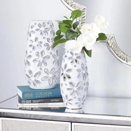Vases 14" Decoration Home Decorations 11"H Floral Handmade Daisy Cut Out White Ceramic Vase Set Of 2Freight Free Decor Garden