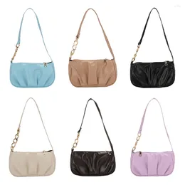 Evening Bags Fashion Women Chain Pleated Underarm Bag Ladies Solid Colour Mini Handbag Purse