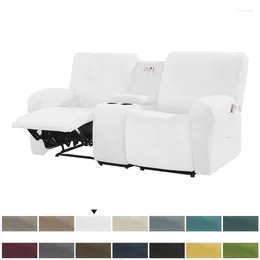 Chair Covers Solid Colour Reclining Loveseat With Middle Console Slipcover Velvet Stretch 2 Seat Sofa Furniture Protector