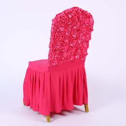 Chair Covers 1pcs Rose Design Cover Wedding Decoration Spandex Embroider Universal El Banquet Birthday Party Luxury Pattern