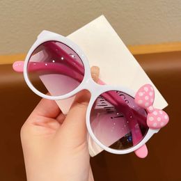 Adorable Colour Block With Bow Decor Large Frame Sunglasses Teens Boys Girls Outdoor Party Vacation Travel kids eyewear 240402