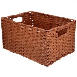 Storage Bottles Case Imitation Rattan Basket Woven Bin Manual Desktop Organiser Container