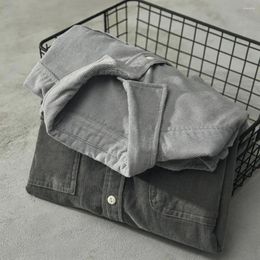 Men's Casual Shirts Men Loose Fit Shirt Cargo Pocket Corduroy Workwear With Chest Pockets Turn-down Collar For Outdoor