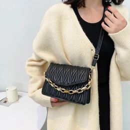 Shoulder Bags 2024 Winter Simple Candy Colour Fold Thick Chain Solid Small Square Bag Foreign Style Fashion Single Messenger