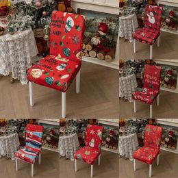 Chair Covers Christmas Cover Back Printed Elastic Seat Home Textil Decoration Case Style Dustproof