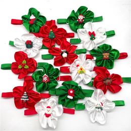 Dog Apparel 30/50pcs Christmas Style Accessories Flower Pet Bow Tie With Xmas Supplies Small Cat Bowtie Collars