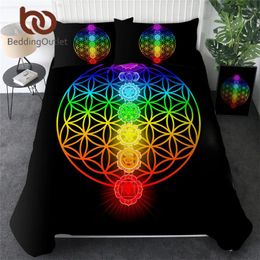 Bedding Sets BeddingOutlet Chakra Set Zen Theme Bed Cover Colorful King Geometric Bedspreads Flower Of Life Bedlinen Dropship